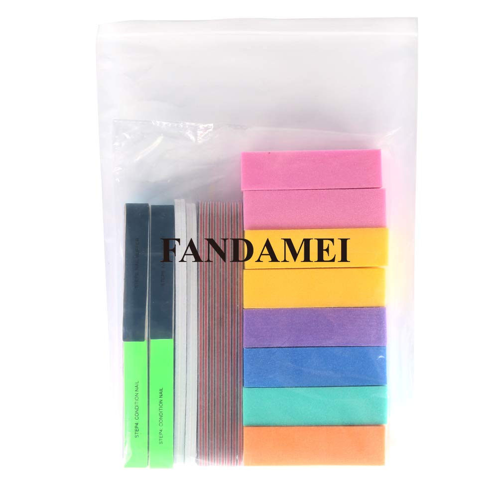 Nail Files and Buffers, FANDAMEI 20PCS Professional Manicure Tools Kit. Rectangular Nail Buffer Block & 100/180 Grit Nail File, 7 Way Nail File & Nail Polishing Buffer. Nail Care File Buffer Tool - Image 7